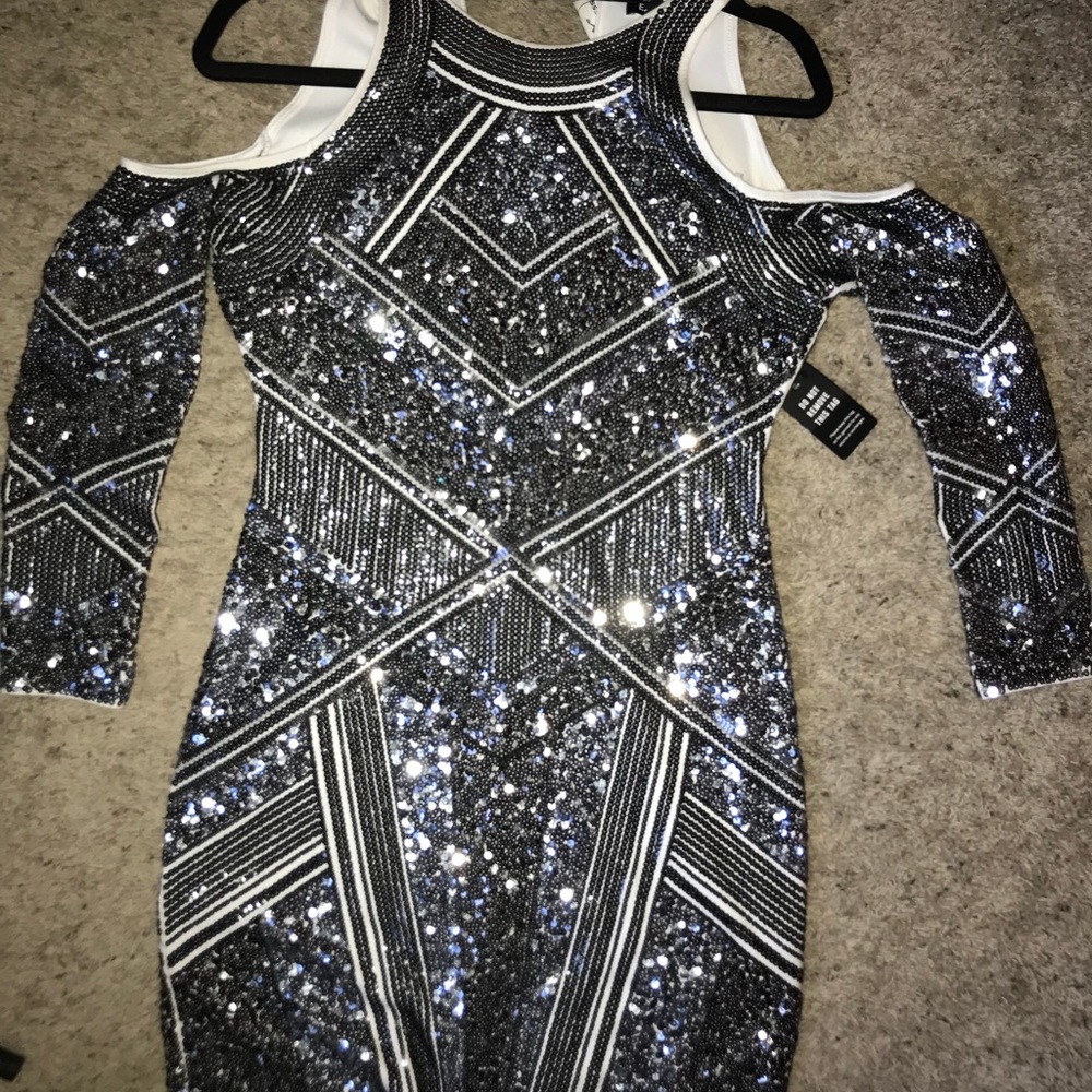 Express Silver/Gray Sequin Dress